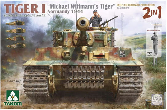 TAKOM 2201 SINGLE Tiger I Late Production w/zimmerit Normandy 1944 Sd.Kfz. 181 Pz.Kpfw. VI Ausf. E Michael Wittmann's Tiger(Late/Late Command)