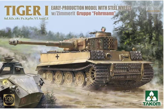 TAKOM 2202 1/35 SINGLE  Tiger I Early Production with Steel Wheels w/zimmerit Sd.Kfz. 181 Pz.Kpfw. VI Ausf. E Gruppe Fehrmann